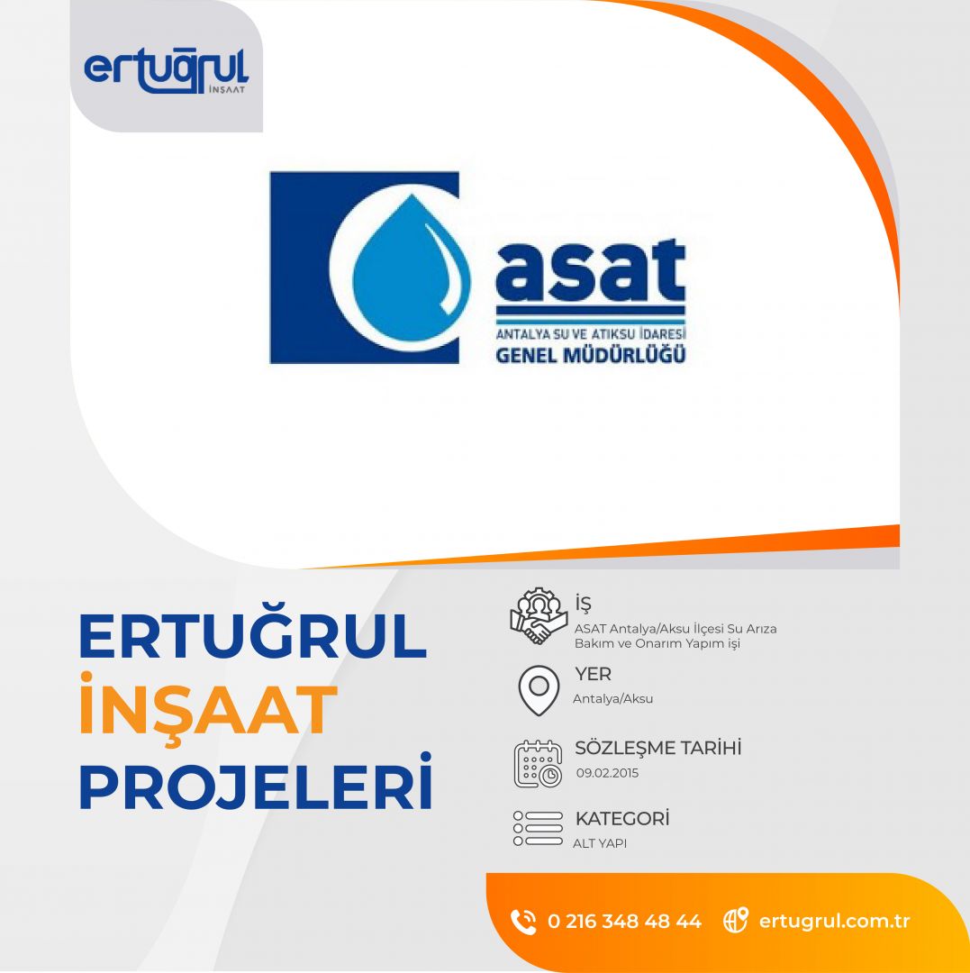 Antalya/Aksu İlçesi Su Arıza Bakım ve Onarım Yapım işi